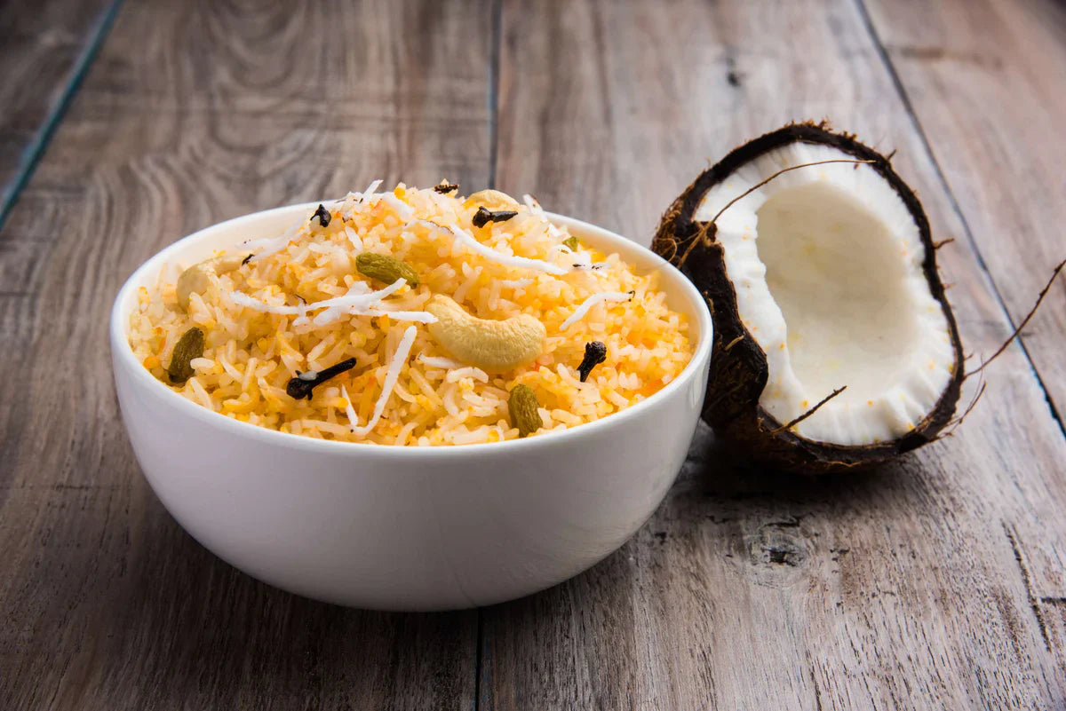 Coconut Pulao (With Desiccated Coconut)