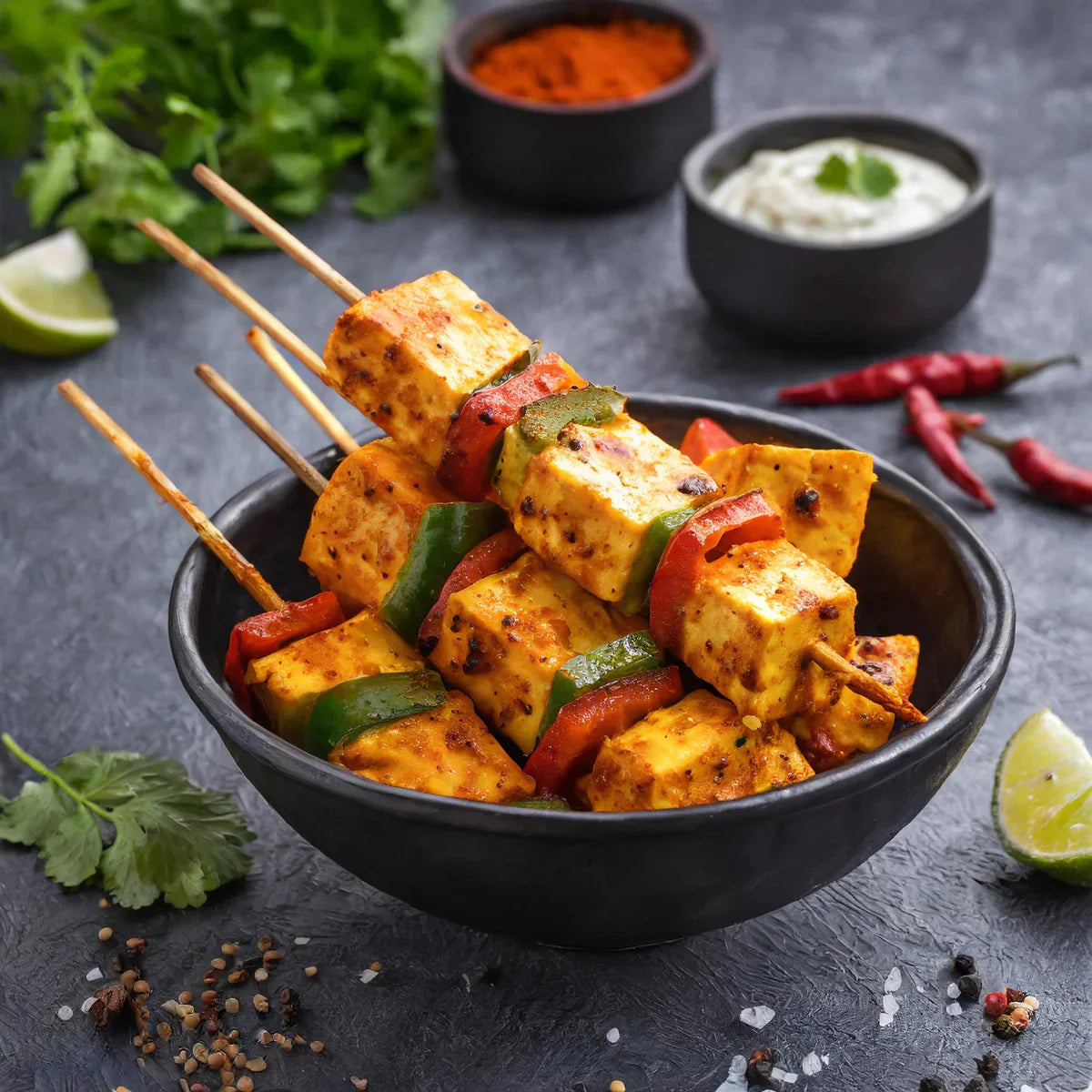 Grilled Paneer Skewers with Coconut Aminos Marinade