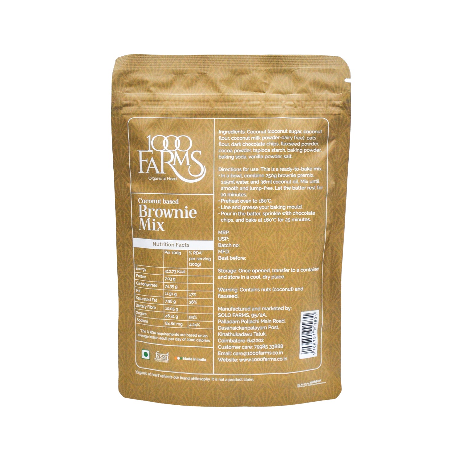 Coconut Based Brownie Mix