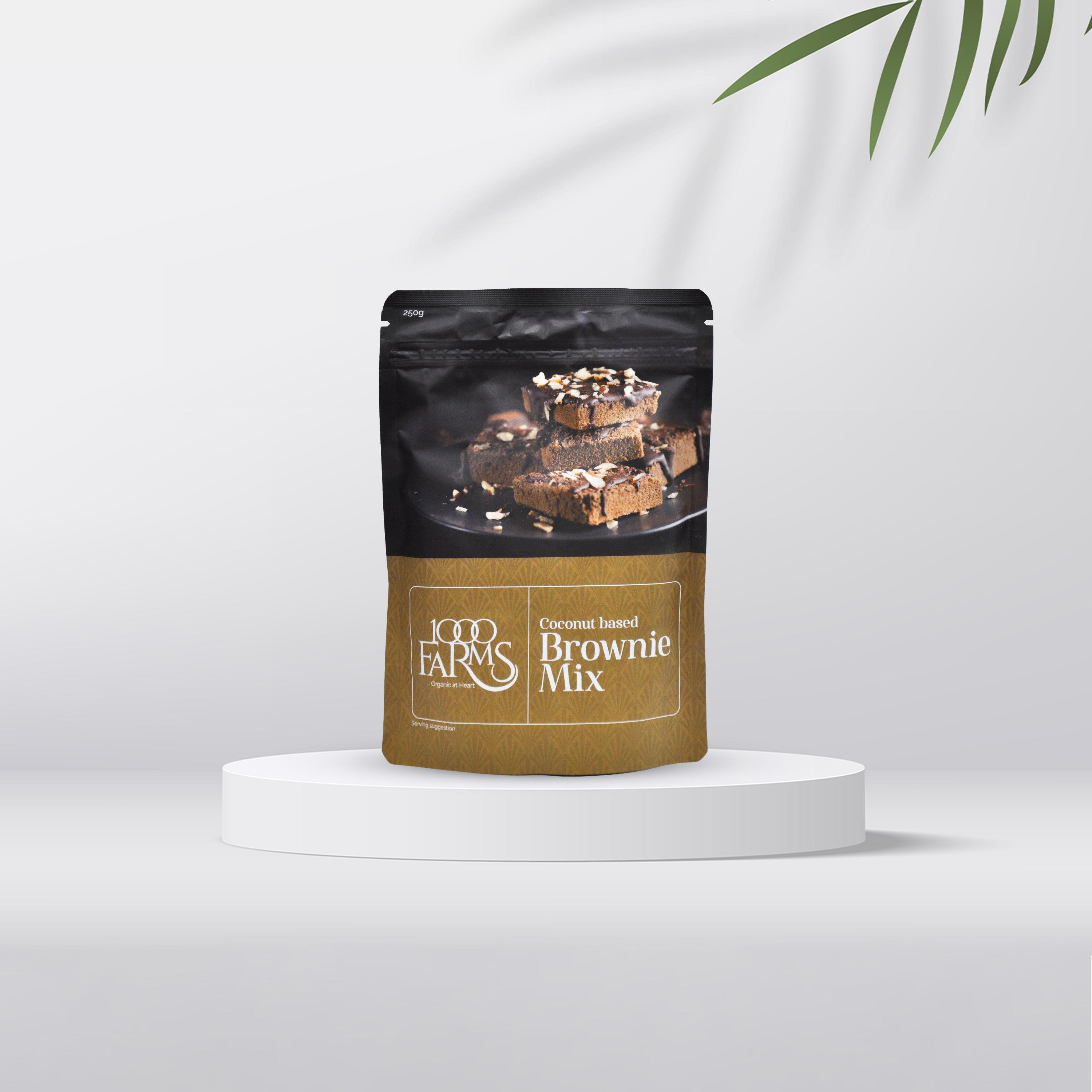 1000Farms Coconut Based Brownie Mix | Rich Cocoa Flavor | Made with Coconut Sugar & Coconut Flour | Dairy-Free & Plant-Based | Easy Ready-to-Bake Dessert Mix | 250 g Resealable Pouch